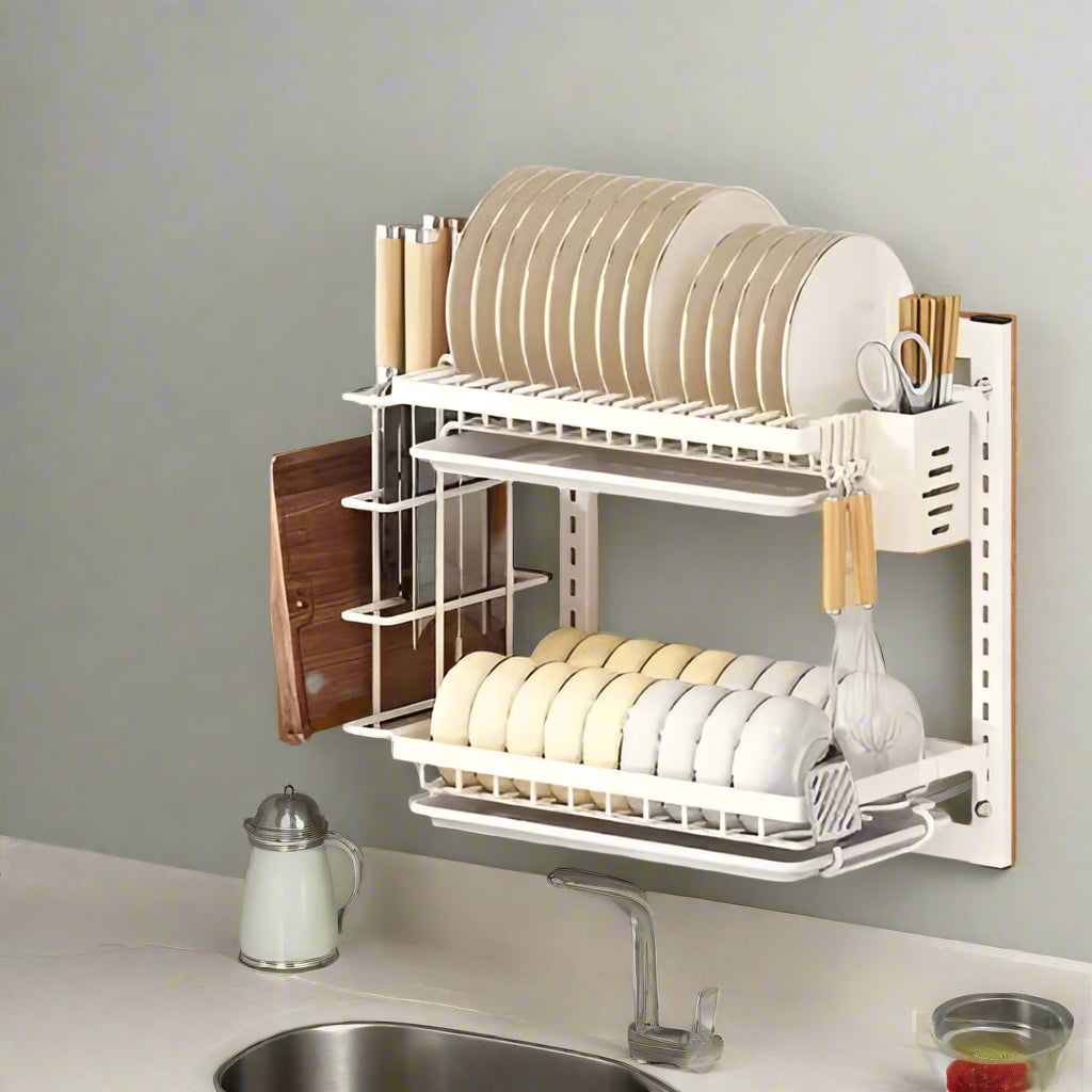 Égouttoir-a-vaisselle-Étagère-murale-Blanc-accessible