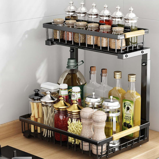 Etagere-sous-evier-acier-pratique-pour-bouteille-épices