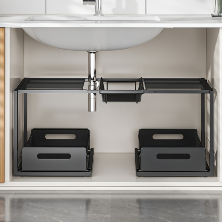 Etagere-sous-evier-double-niveaux-acier-antirouille