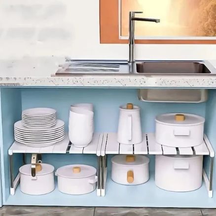 Etagere-sous-evier-extensible-plastique-acier
