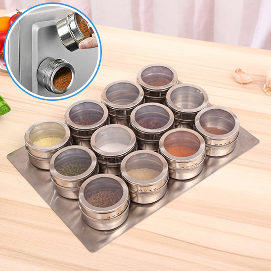 Organisateur-épices-pots-à-épices-magnétiques-12-pots