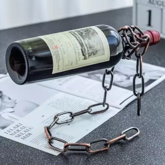 Porte-bouteille vin chaine métallique tout espace