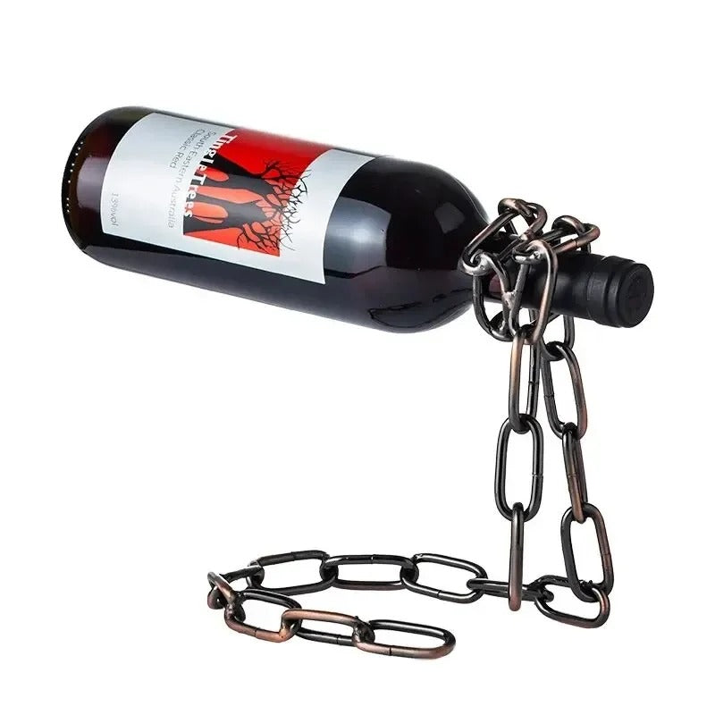 Porte-bouteille vin chaine métallique