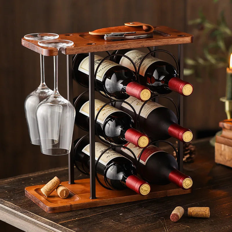 Range-bouteille-étagère-2-en-1-rangement-verres-et-vin