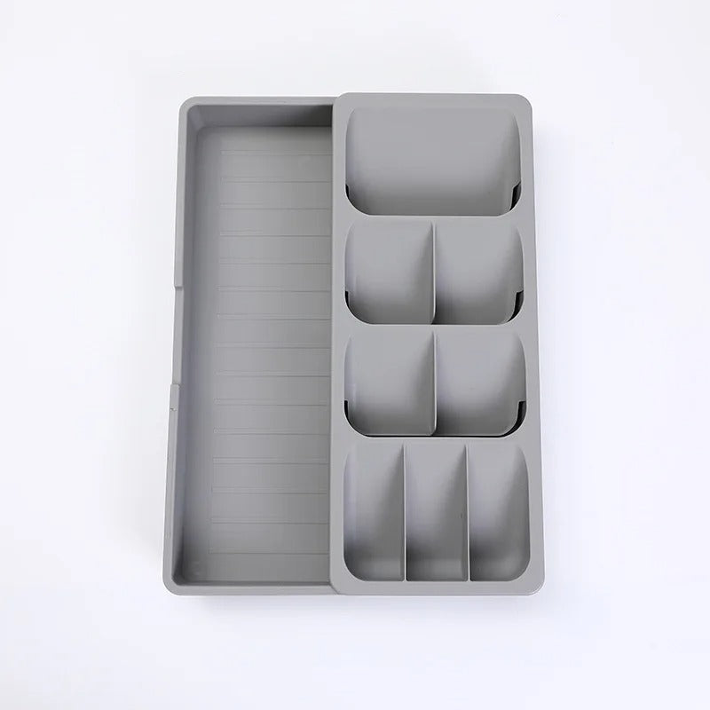 Rangement-Ă -couverts-extensible-pour-tiroir-plastique-gris