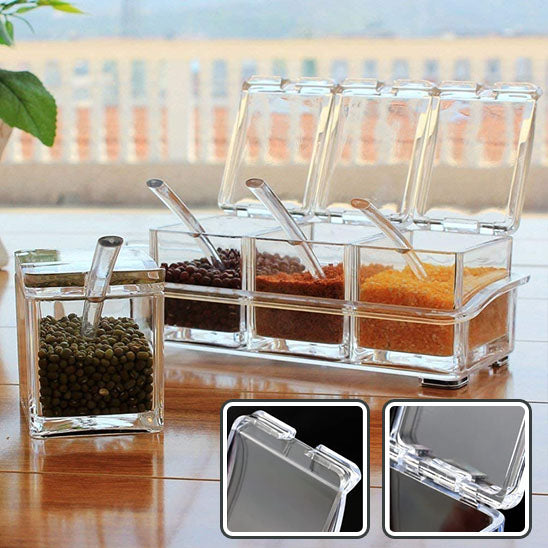 Rangement-à-épices-Box-transparents-avec-couvercles