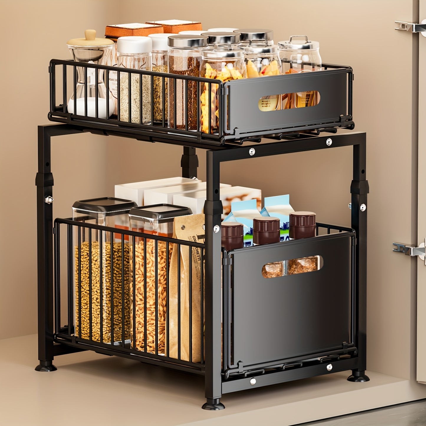 Rangement-sous-evier-coulissant-panier-extractible-noir-rangement-epices