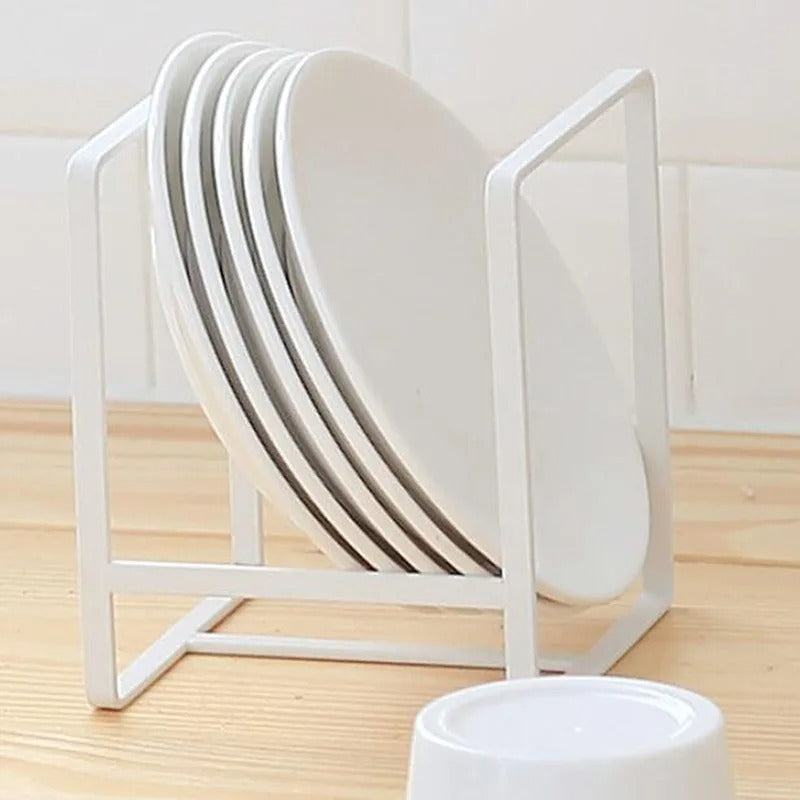 Rangement-vaisselle-support-en-métal-blanc