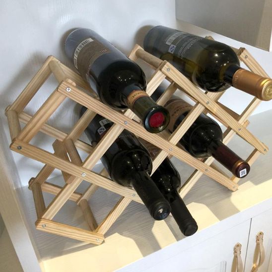 range-bouteille-bois-Pliable-sur-plan-travail