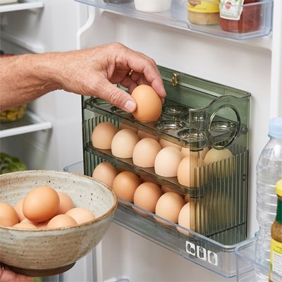 Boite à oeufs triple niveaux frigo couleur verte
