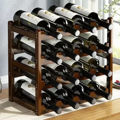 Casier à bouteilles en bois étagère 16 bouteilles pour cuisine