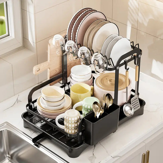 Egouttoir-vaisselle-Inox-double-couche-compact
