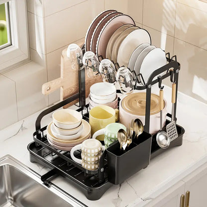 Egouttoir-vaisselle-Inox-double-couche-compact