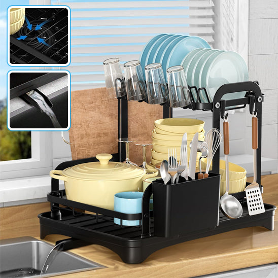 Egouttoir-vaisselle-Inox-double-couche-plateau-amovible