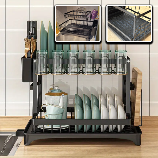 Egouttoir vaisselle drainage auto sur comptoir