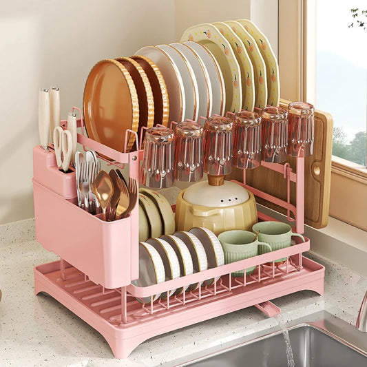 Egouttoir Vaisselle 2 Niveaux couleur prestige rose
