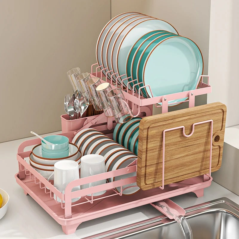 Egouttoir Vaisselle 2 Niveaux panoramique prestige rose 