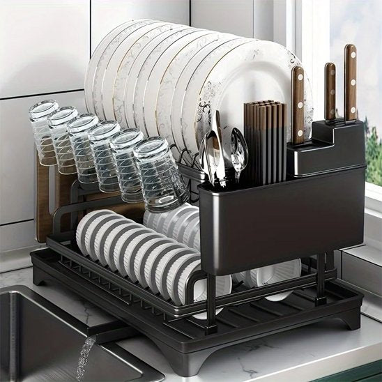 Egouttoir vaisselle 2 Niveaux Porte Multi-Couverts en acier
