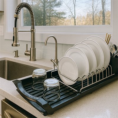 Egouttoir vaisselle design compact évier sec