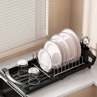 Egouttoir vaisselle design compact noir
