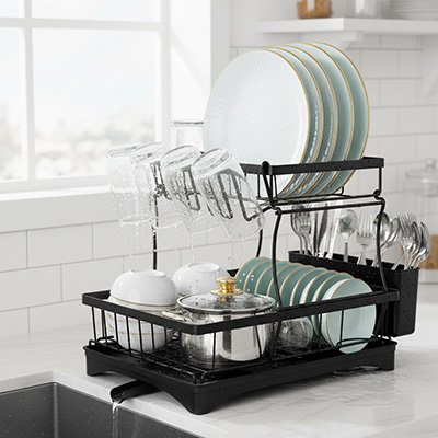 Egouttoir vaisselle design large acier inoxydable