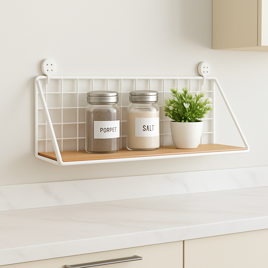 Etagere-murale-cuisine-bois-metal-blanc