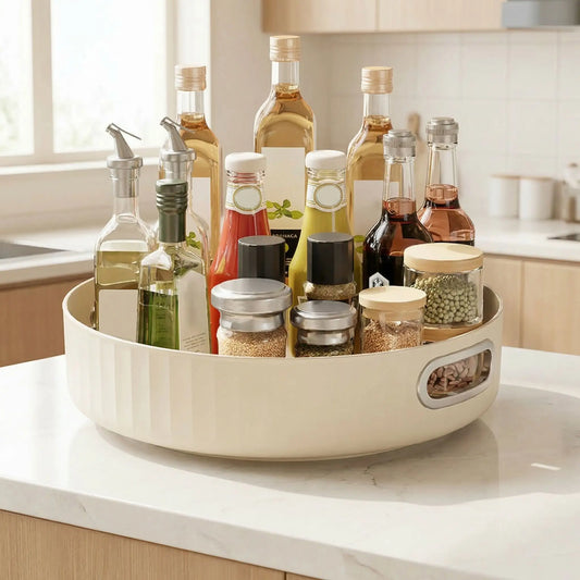 Plateau tournant pour pots à épices style à manche blanc crème