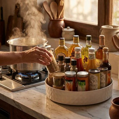 Plateau Tournant pour Epices style Frise pratique