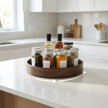 Plateau à épices tournant style Bois Massif design rotatif