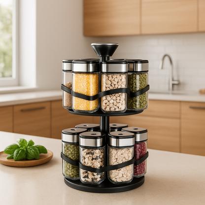 Présentoir épices support tournant et 12 pots