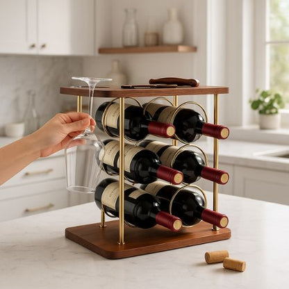 Range-bouteille-étagère-2-en-1-avec-verres-accessibles