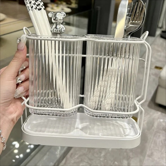 Range Couvert Vertical compact acier blanc