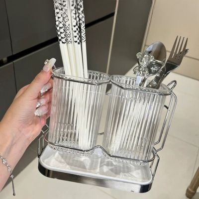 Range Couvert Vertical compact acier transparent