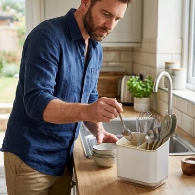 Range Couverts Vertical egouttoir beige