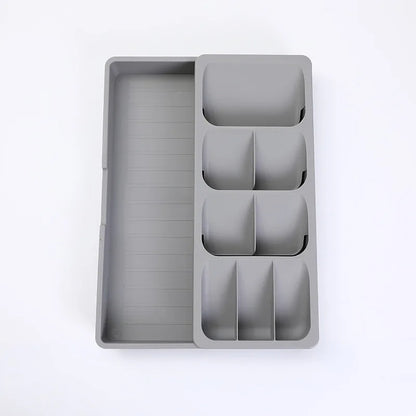 Rangement-à-couverts-extensible-pour-tiroir-plastique-gris