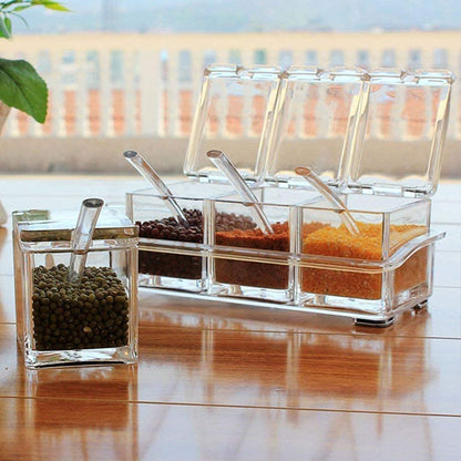 Rangement-à-épices-Box-transparents-avec-cuillères