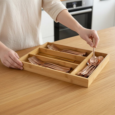 Rangement couvert en bois EcoOrganiz cuillères fourchettes