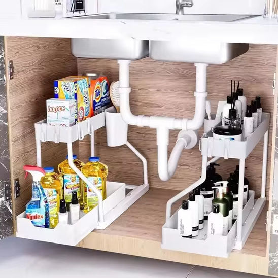 Rangement-sous-evier-design-L-double-niveaux-blanc