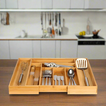 Rangement à couverts extensible en bambou design