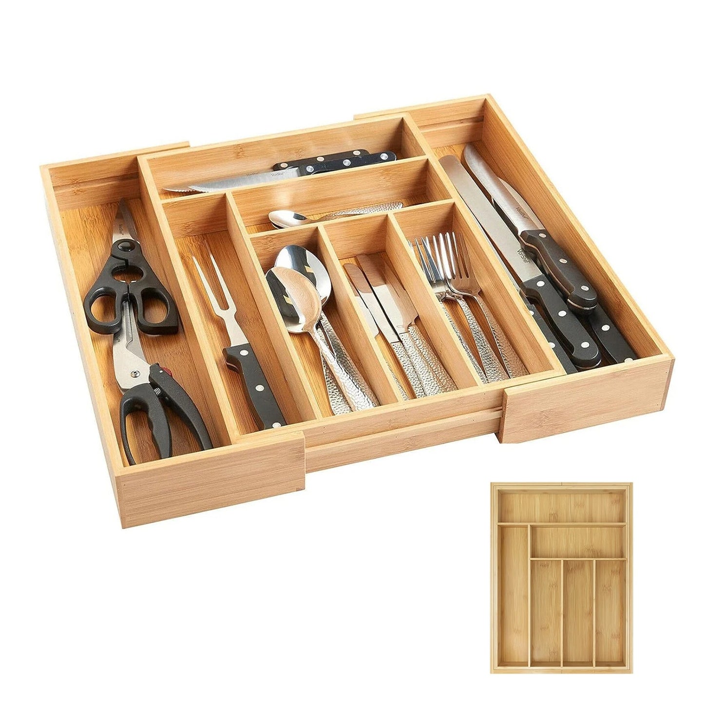 Rangement à couverts extensible en bambou pratique