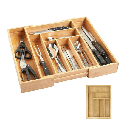 Rangement à couverts extensible en bambou pratique