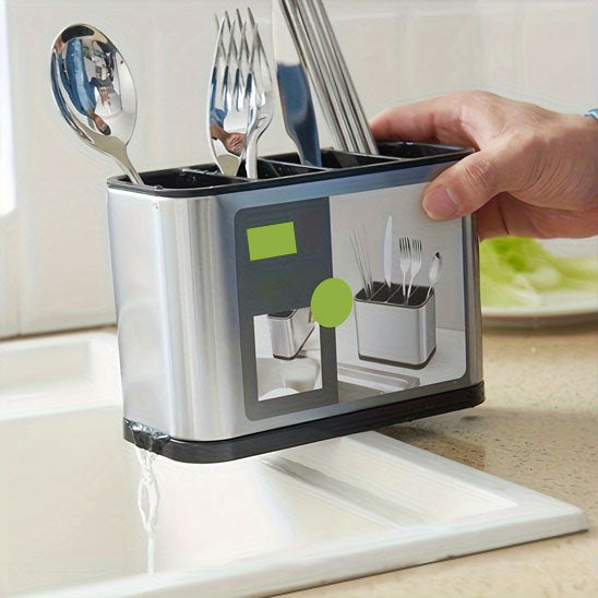 Rangement couverts vertical 4 compartiments drainage pour sechage