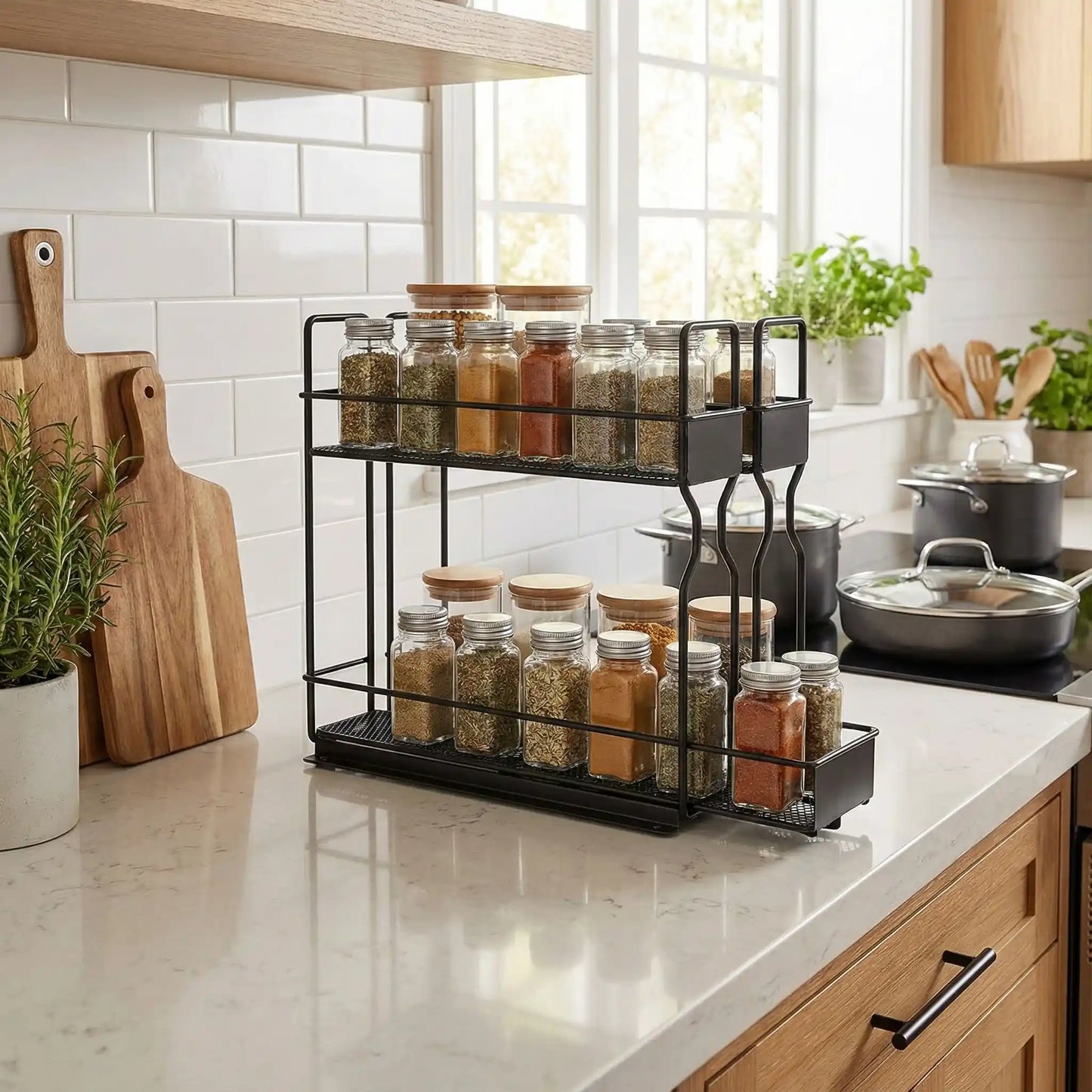 Rangement épices tiroir vertical spaceOptimizer sur comptoir 