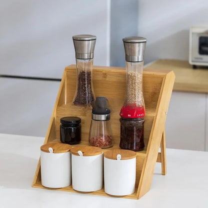 Support à épices en bois porte-bocaux présentoir