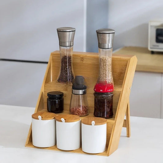 Support à épices en bois porte-bocaux présentoir