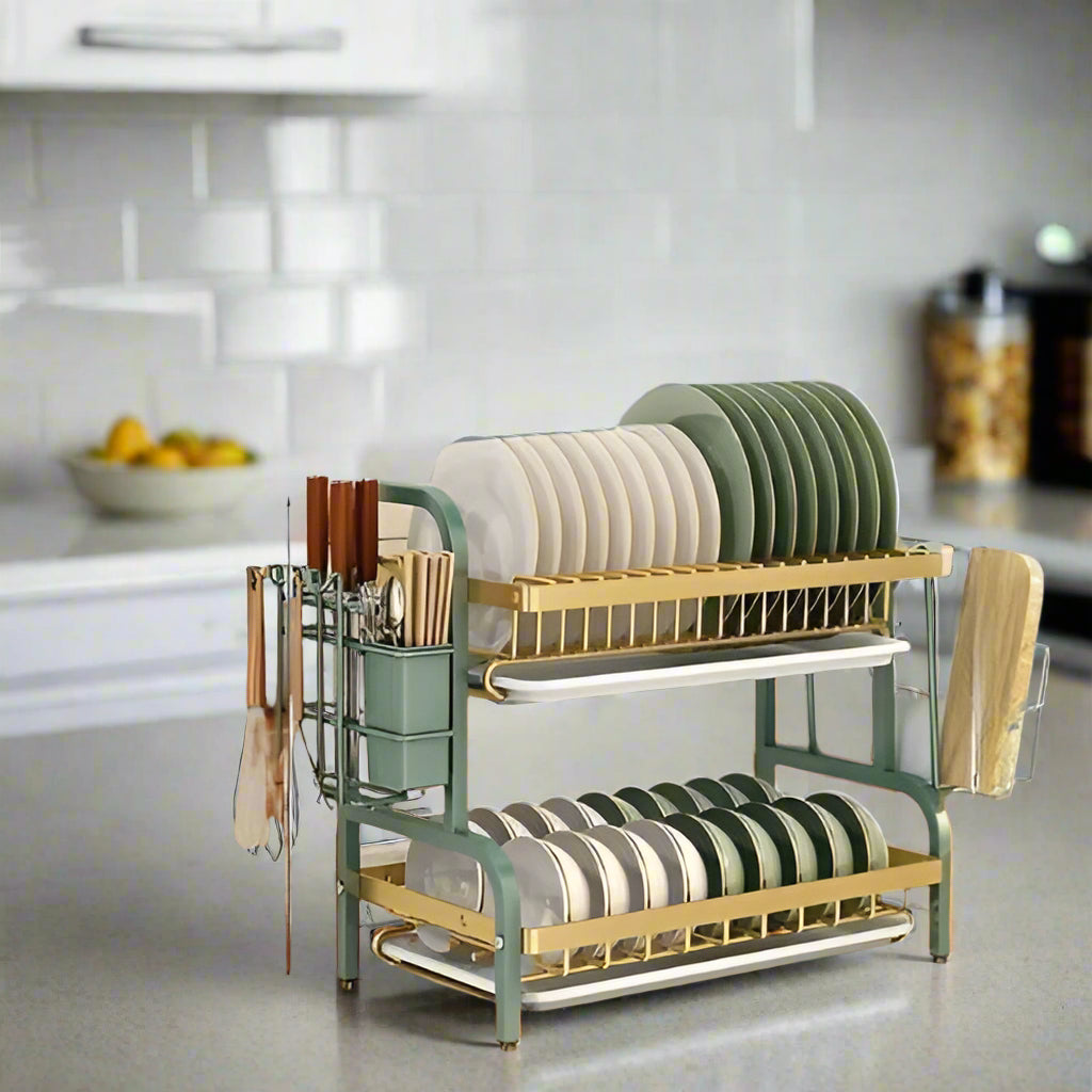 égouttoir à vaisselle compact design double