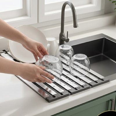 égouttoir vaisselle inox qui ne rouille pas pliable pour verres