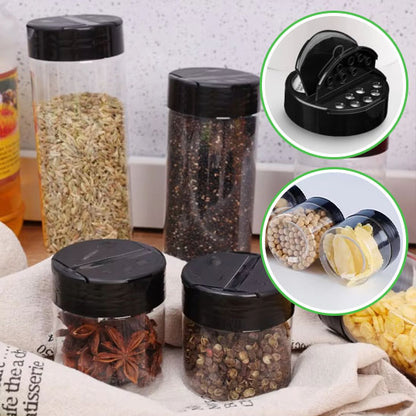 épices-rangement-Pots-Plastiques-couvercle-double-face