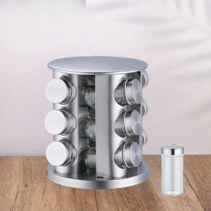Étagère-à-épices-rotative-12-pots-argent