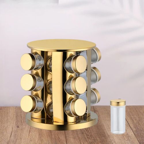 Étagère-à-épices-rotative-12-pots-doré